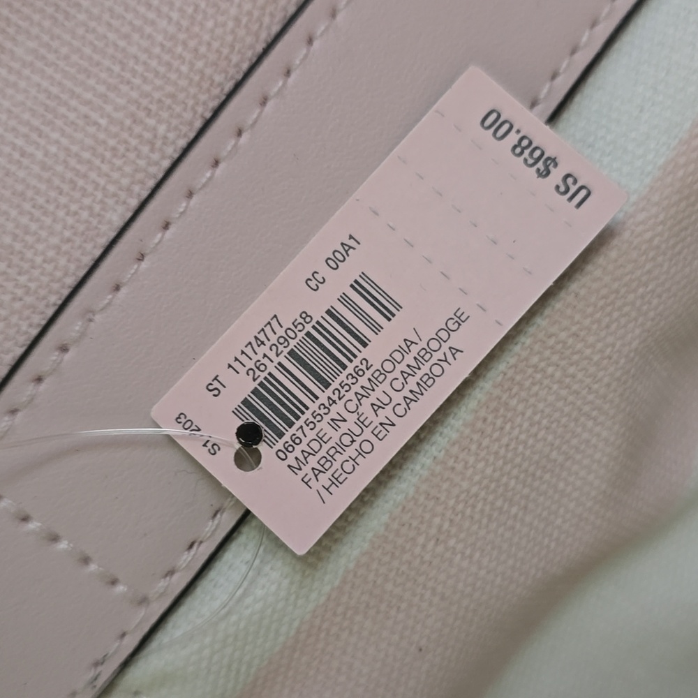 Victoria's Secret Pink White Stripe Large Canvas Tote Zip Top NWT - Picture 3 of 8